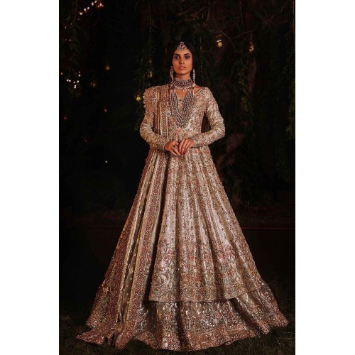 Champagne Peony Pishwas Lehenga