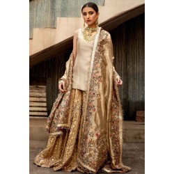 Metallic Gold Peony Gharara