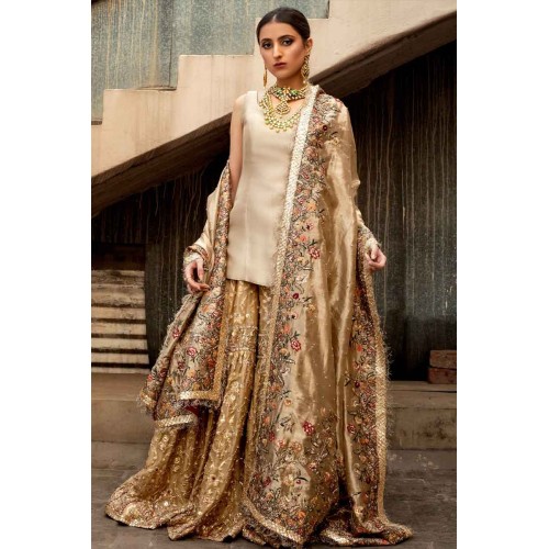 Metallic Gold Peony Gharara