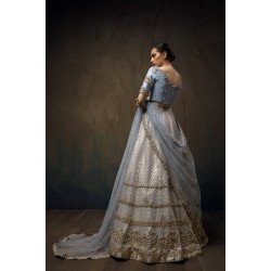 Powder Blue Peony Lehenga