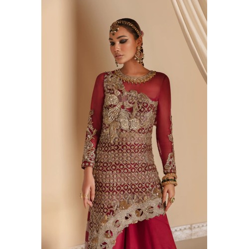 Bright Maroon Balsam Asymmetrical Shirt