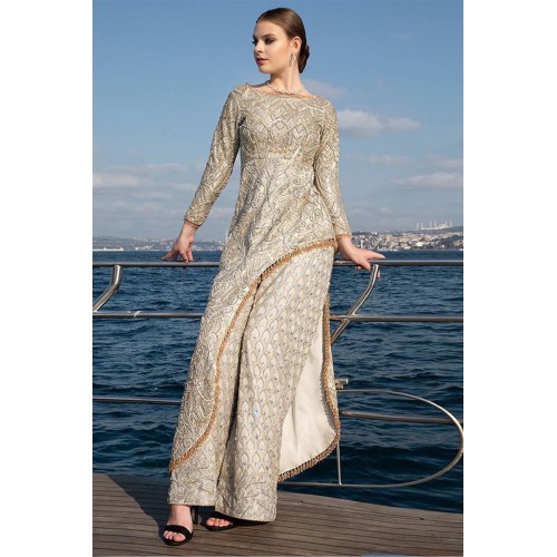 White Azalea Asymmetrical Maxi Dress