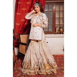 Ivory Monarch Bolero Jacket Gharara