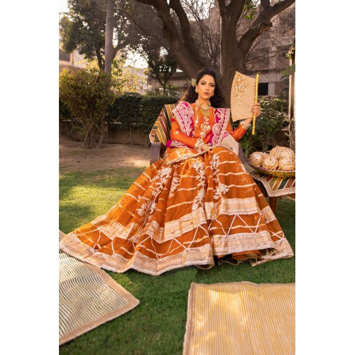 Sunset Orange Monarch Gharara Sunset Orange Monarch Gharara