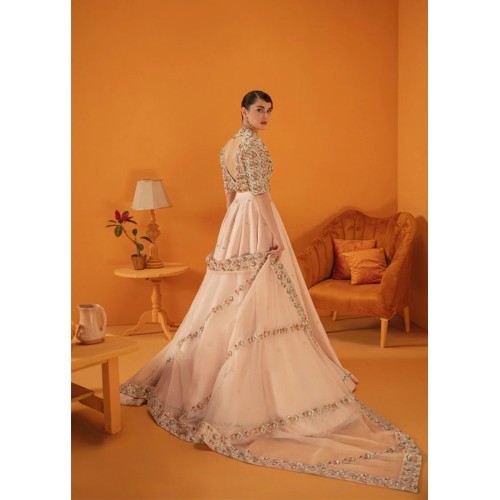 Light Apricot Wisteria Lehenga