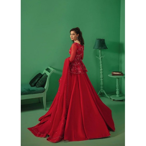 Red Silver Wisteria Peplum