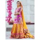 Magenta Yellow Flora Lehenga for Mehndi Mayun