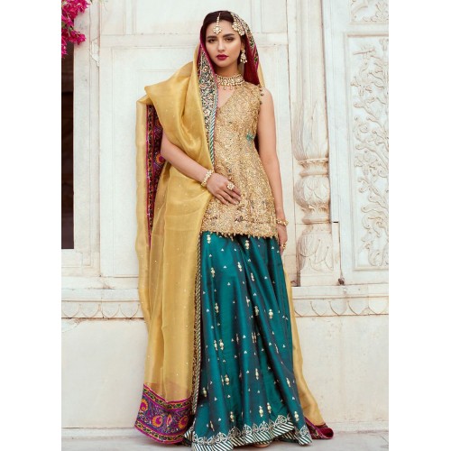Jasmine Flora Faux Wrap Angrakha Sharara