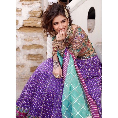 Magenta Vivid Violet Flora Lehenga