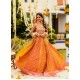 Safety Orange Flora Lehenga for Mehndi Mayun