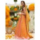 Safety Orange Flora Lehenga for Mehndi Mayun