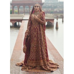 Dark Scarlet Flora Farshi Lehenga