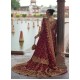 Dark Scarlet Flora Farshi Lehenga