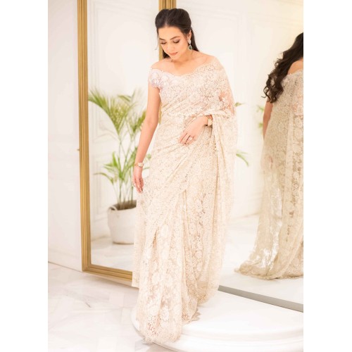 Light Mauve Flora Saree