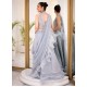 Battleship Grey Flora Lehenga Saree