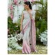 White and Pink Flora Saree