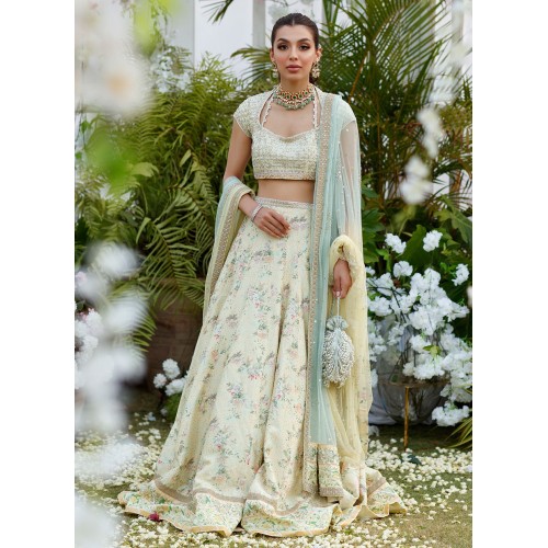 Light Cream Flora Lehenga Choli