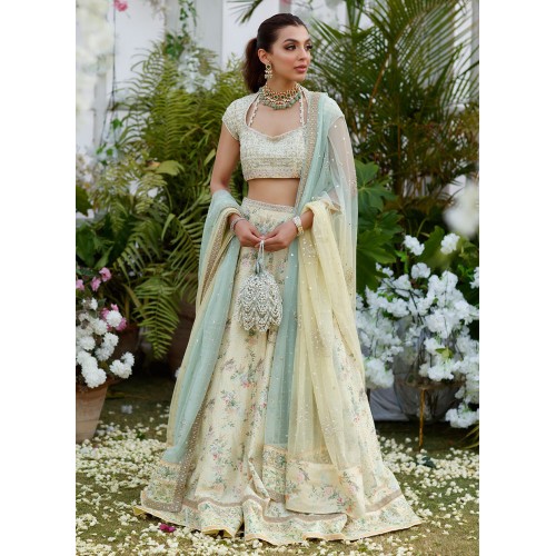 Light Cream Flora Lehenga Choli