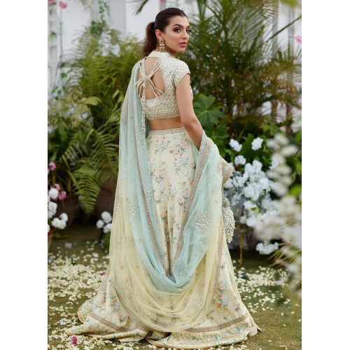 Light Cream Flora Lehenga Choli