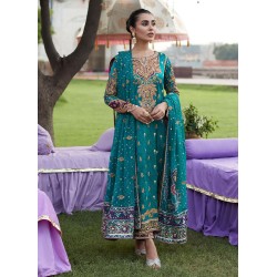 Teal Flora Party Wear