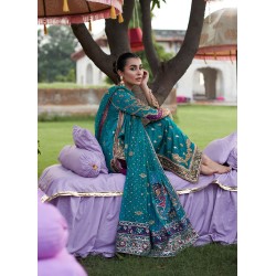 Teal Flora Party Wear