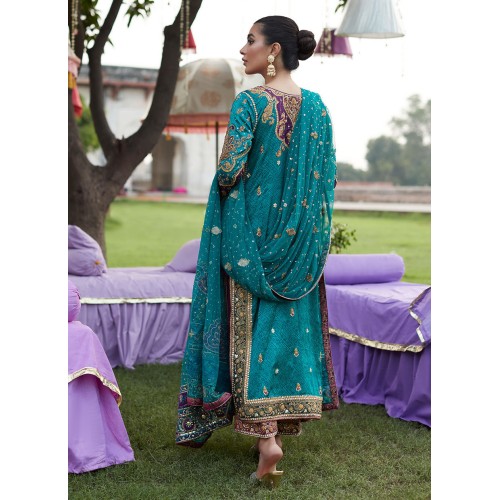 Teal Flora Party Wear