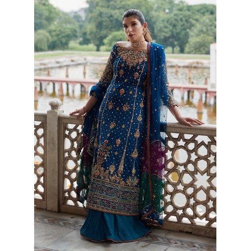 Prussian Blue Flora Gown