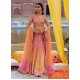 Pink and Orange Flora Lehenga Choli for Mehndi Mayun
