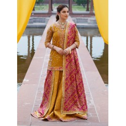 Light Windsor Tan Flora Lehenga for Mehndi Mayun