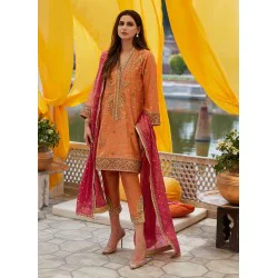 Crayola Orange Flora Outfit for Mehndi Mayun