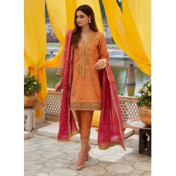 Crayola Orange Flora Outfit for Mehndi Mayun