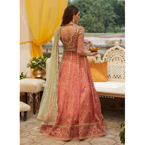 Atomic Tangerine Flora Lehenga