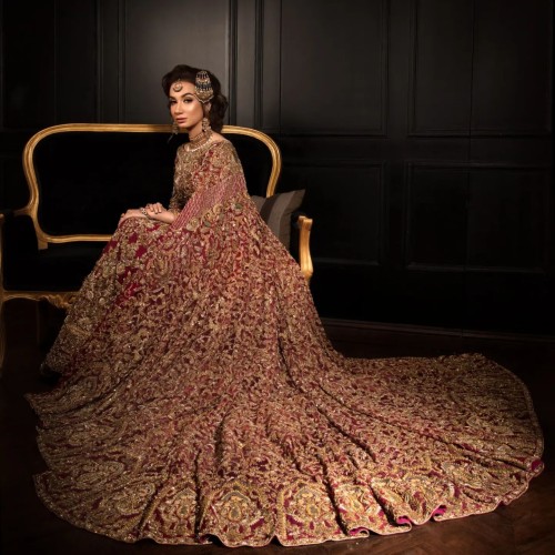 Cerise Lily Cape Choli Lehenga