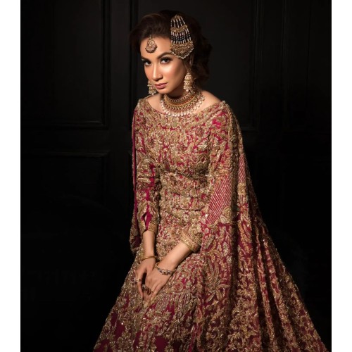 Cerise Lily Cape Choli Lehenga