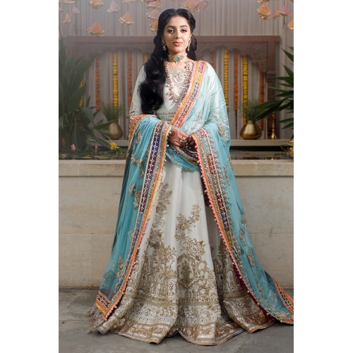 Off White Monarch Lehenga