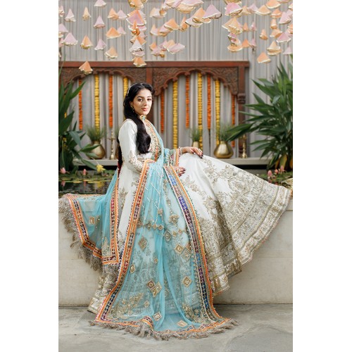 Off White Monarch Lehenga