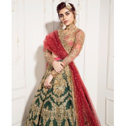 Pink Green Iris Lehenga