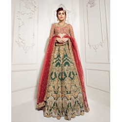 Pink Green Iris Lehenga
