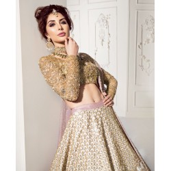 Gold and White Iris Lehenga