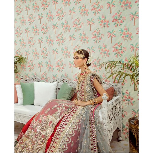 Green Carnelian Iris Lehenga