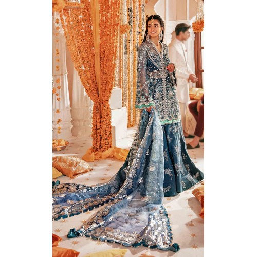Blue Willow Zinnia Lehenga