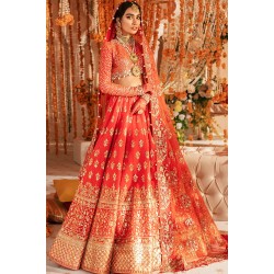Coral Red Zinnia Lehenga Choli