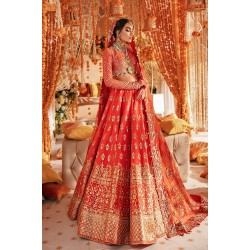 Coral Red Zinnia Lehenga Choli