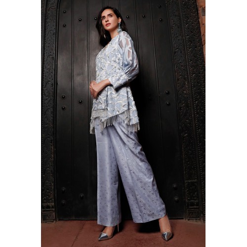 Light Lavender Blue Julia Faux Wrap Shirt Light Lavender Blue Julia Faux Wrap Shirt