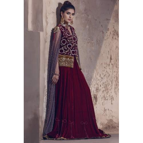 New Aubergine Julia Cape Lehenga