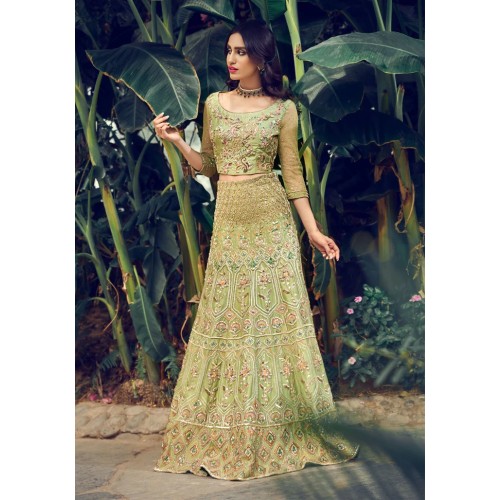 Light Middle Green Yellow Aster Lehenga Light Middle Green Yellow Aster Lehenga