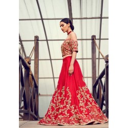 Pantone Red Aster Lehenga