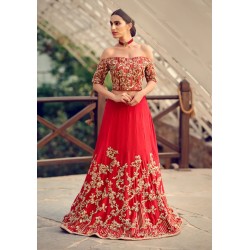 Pantone Red Aster Lehenga