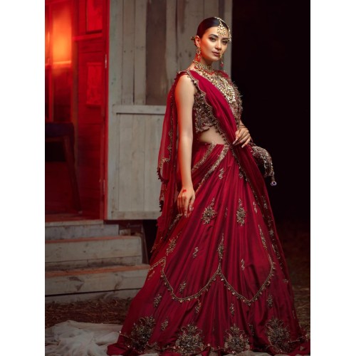Bright Maroon Aster Lehenga Choli Bright Maroon Aster Lehenga Choli