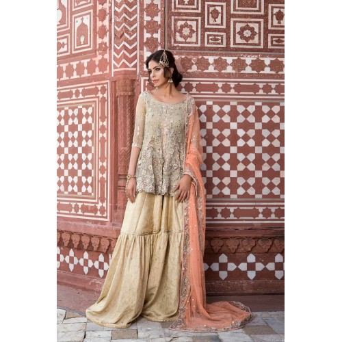 Peach Yellow Aster Peplum Gharara Peach Yellow Aster Peplum Gharara